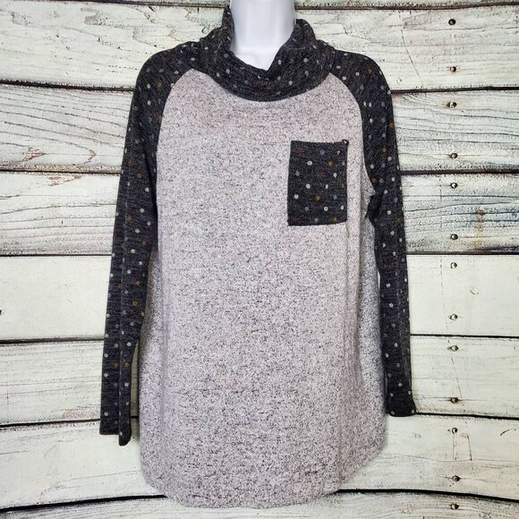 White Birch Gray Polka Dot Cowl Neck Pullover Top Women’s Medium USA Made - Picture 1 of 6